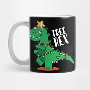 Tree Rex Cute T-rex Christmas Tree Xmas Lights Mug